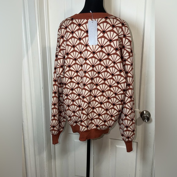 NWT Women's plus size 2X sweater Daniel Rainn Rust‎ and Cream Knit Sweater - Picture 3 of 5